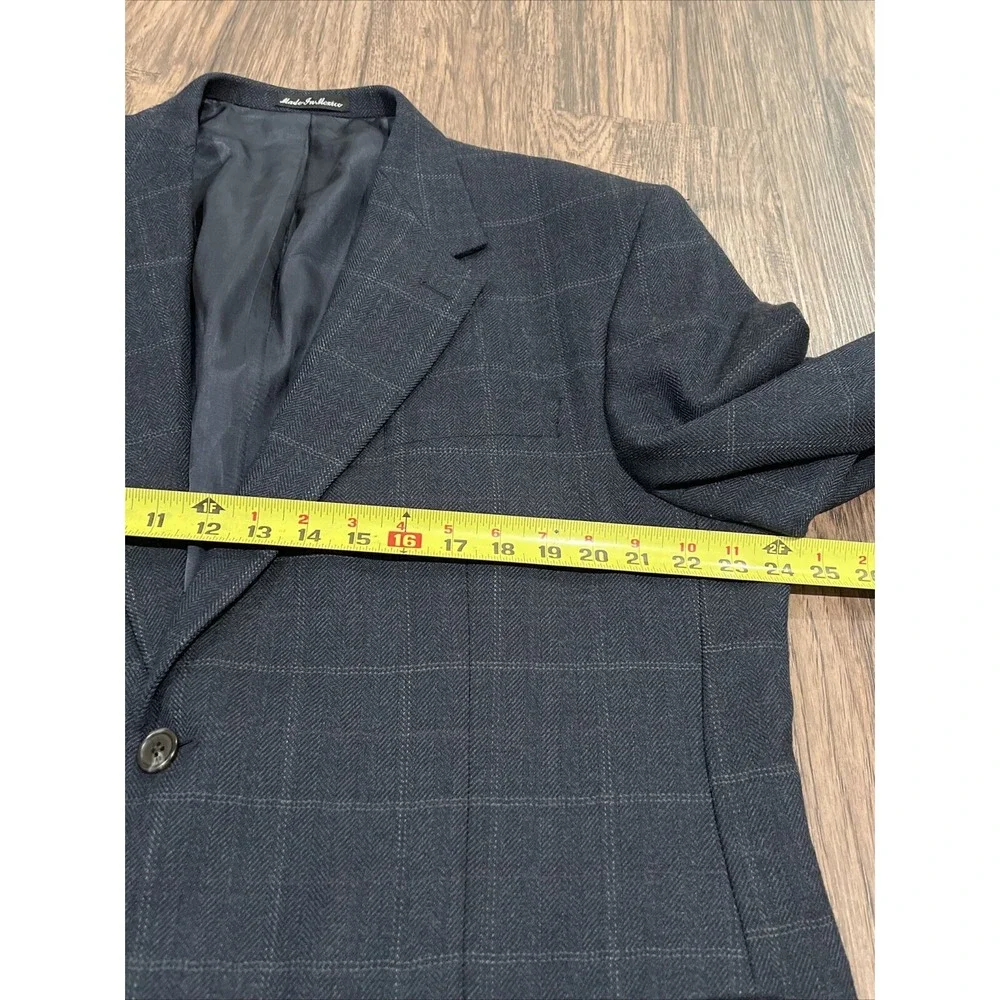 RALPH LAUREN Mens Blazer Sport Coat Two Button Jacket 46L Tartan Plaid Green